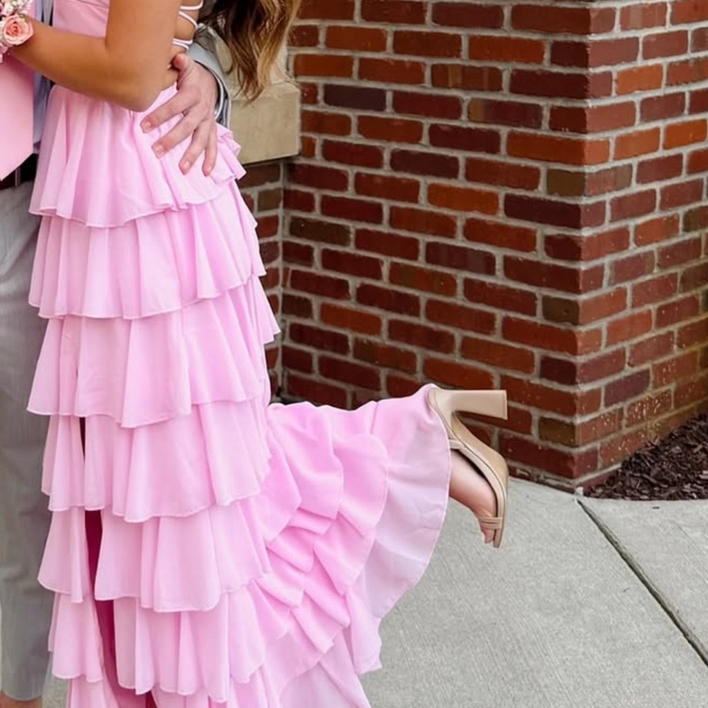 Elegant Pink Ruffled Skirt